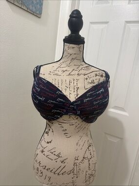 Nautica Navy Bra with Red Script Repeat Logo